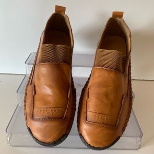 HSY Fashion Men’s 100 Caoutchouc Leather Brown Slip-On Size 46 US 12